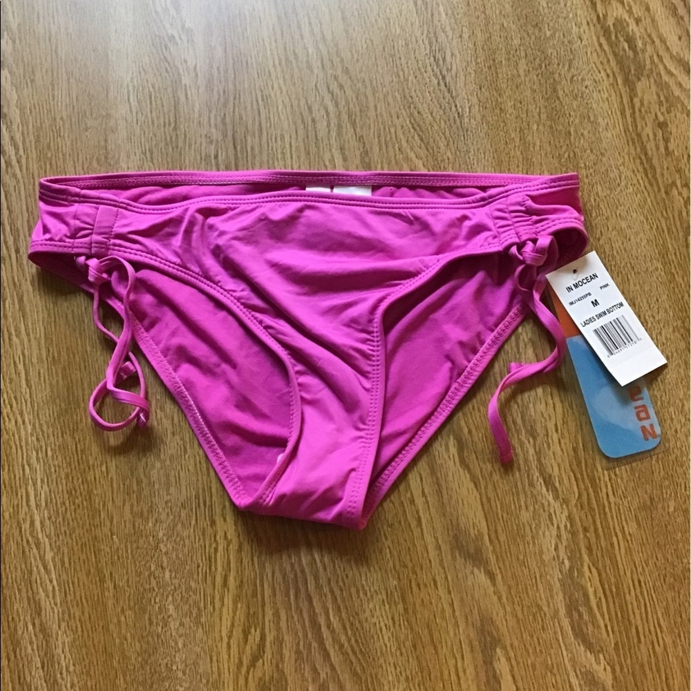 In Mocean bikini pink NWT M 8/10 beautiful color draw string sides all t…